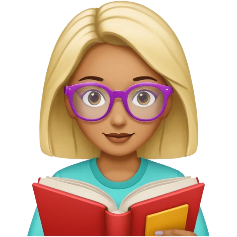 woman reading a book colored glasses emoji