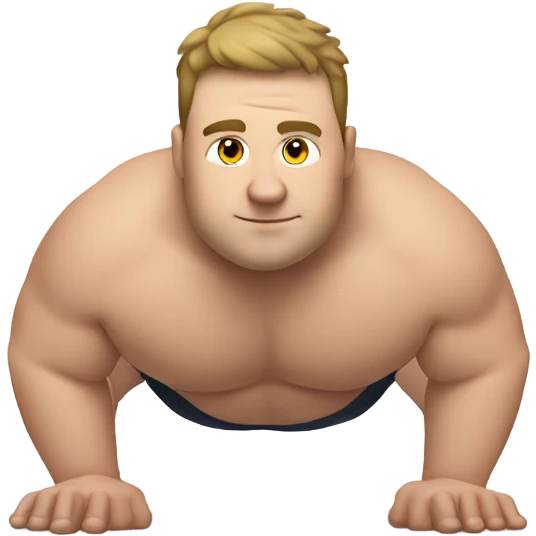 fat white guy shirtless doing push ups emoji