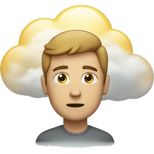 men thinking about cloud emoji