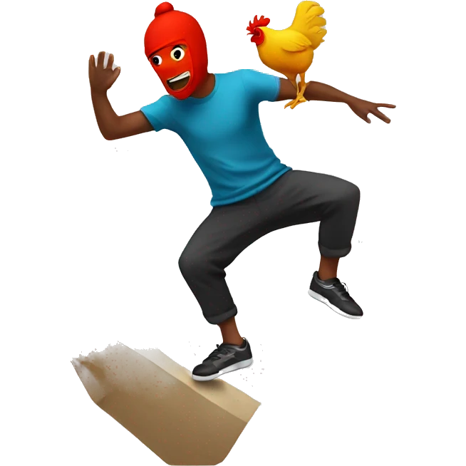 Parkour guy with a chicken head emoji