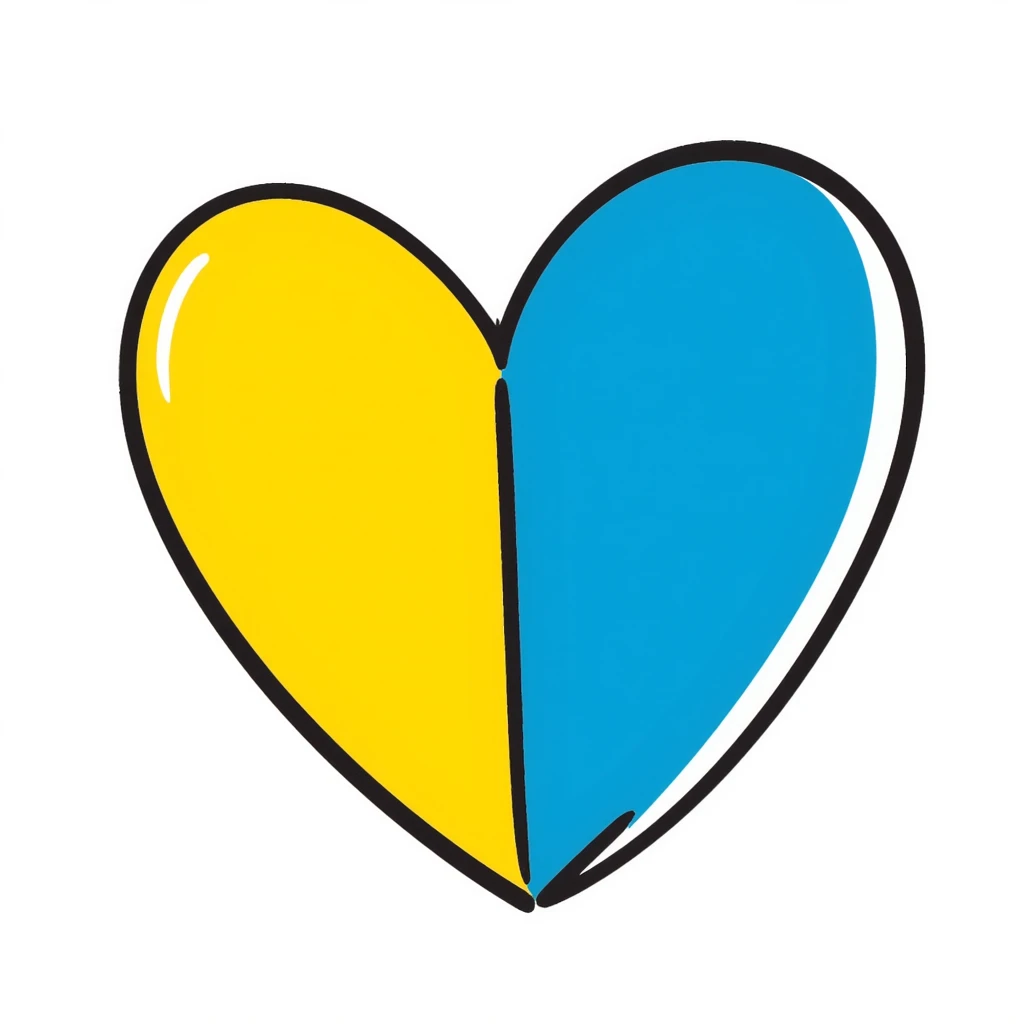 cute heart colored yellow and blue emoji
