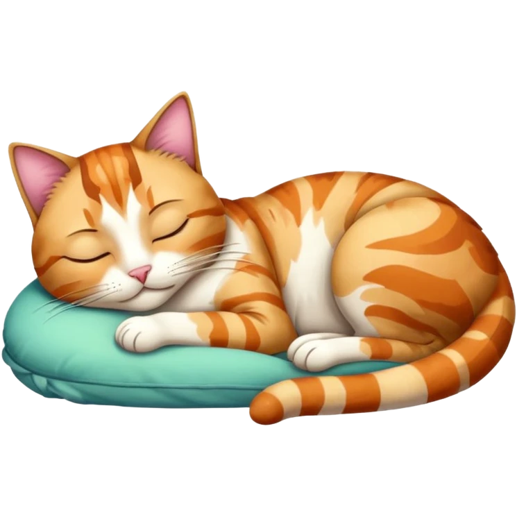 full body colourful light patched calico tabby cat sleeping emoji