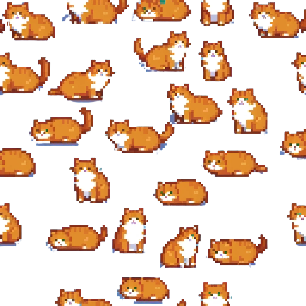 round chubby orange cat, entire body emoji