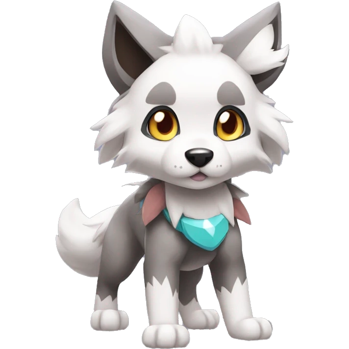 Kawaii Cool Chibi Poochyena-Rocruff-Lycanroc-Pokémon Full Body emoji