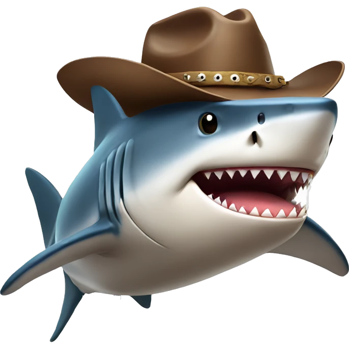 Shark with a cowboy hat emoji