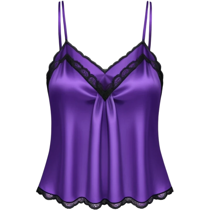 Hyper Realistic gothic purple smooth appearance, silk with lace camisole blouse  emoji