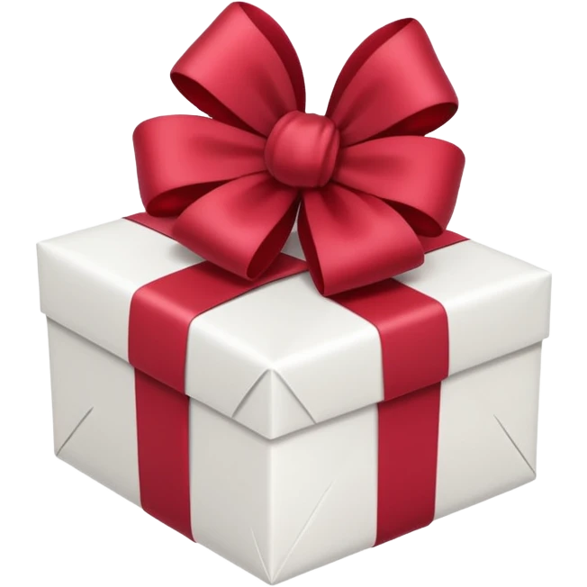 christmas gift with white color and cranberry bow emoji