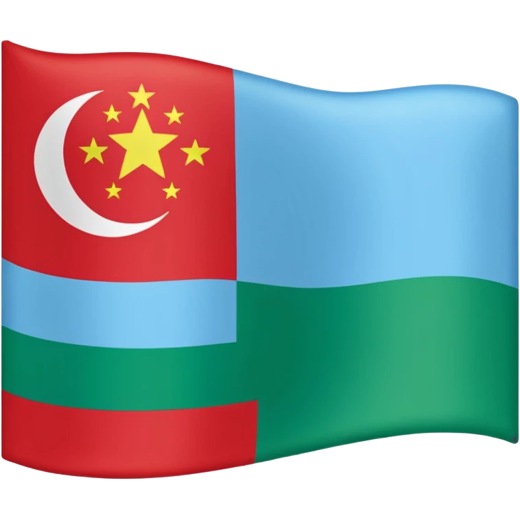 Dagistan flag red down mid light blue and green above emoji