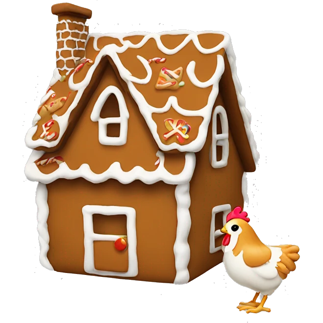 Ginger bread house with a chicken  emoji