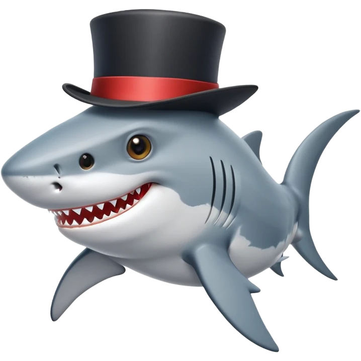 Shark with a top hat emoji