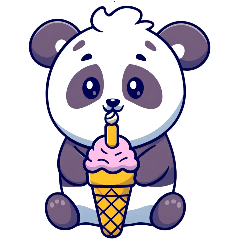 Panda eating ice cream emoji