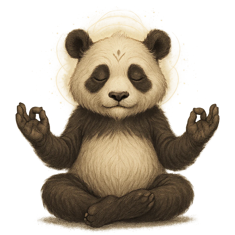 wise panda meditating in a peaceful pose, radiating calm energy, with subtle mystical elements, conveying mastery and tranquility emoji