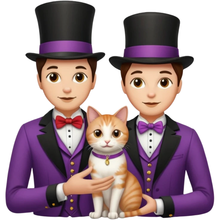 magician couple and their pet cat emoji