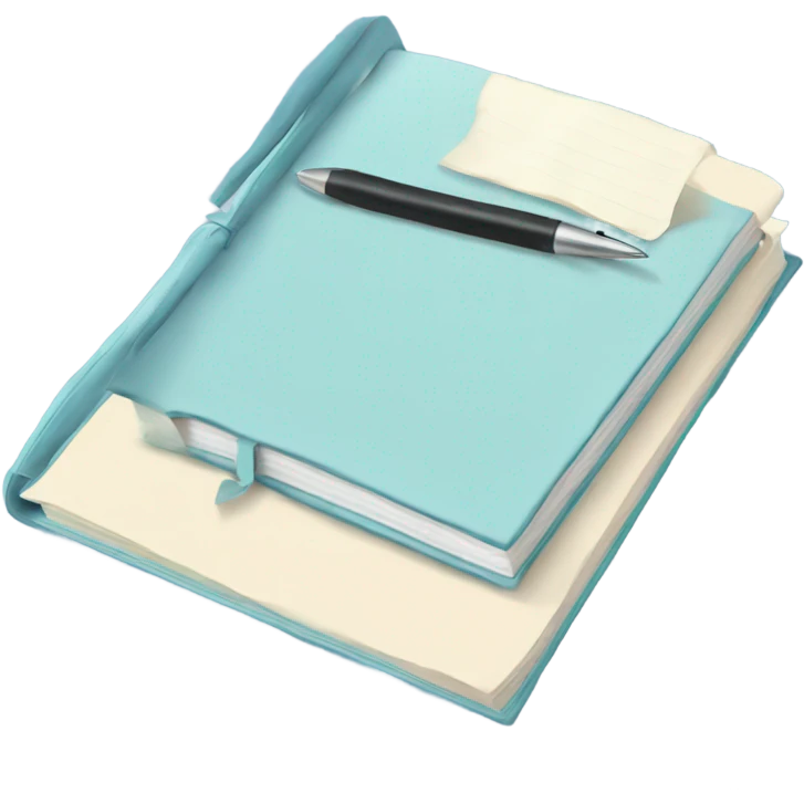 Pastel blue journal with pen emoji