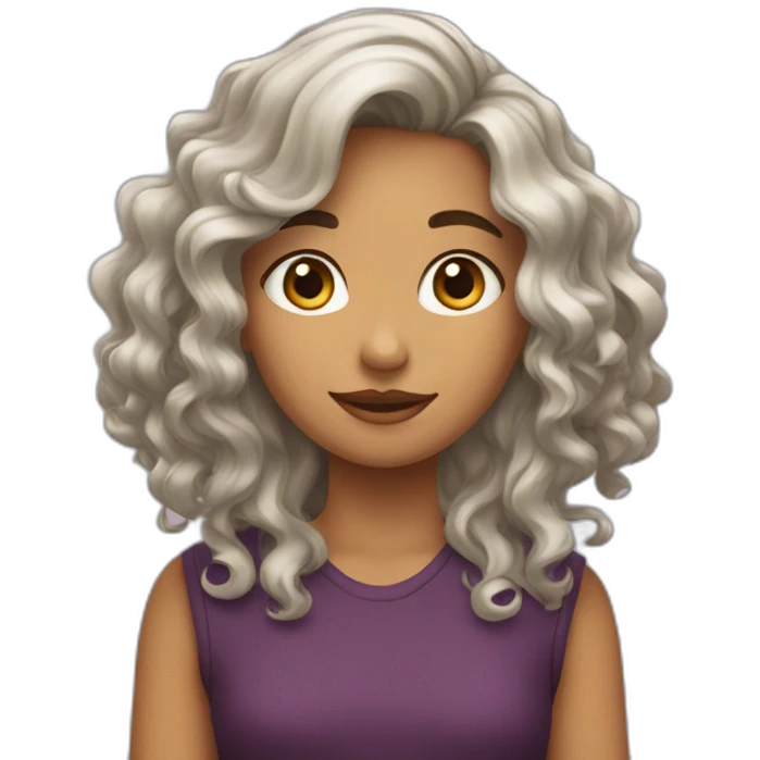 fille cheveux ondulés emoji