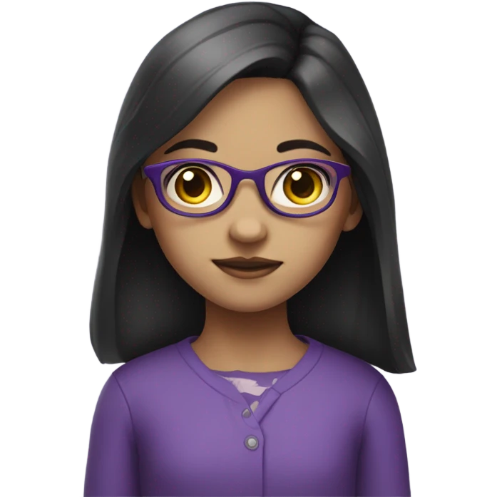 pale little girl in purple glasses and dark hair emoji