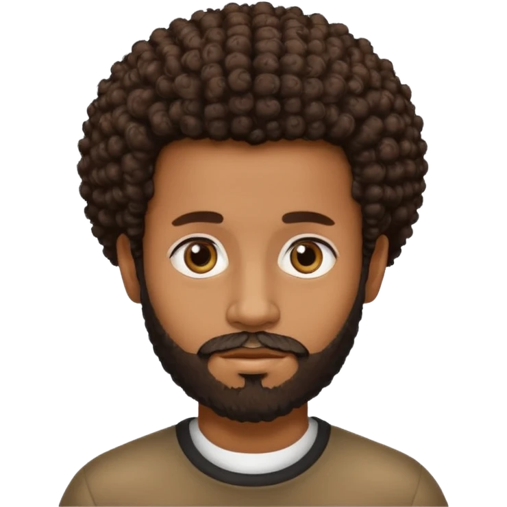 brown skin man with beard and a tiny curly  Afro fade with dark dark brown eyes  emoji