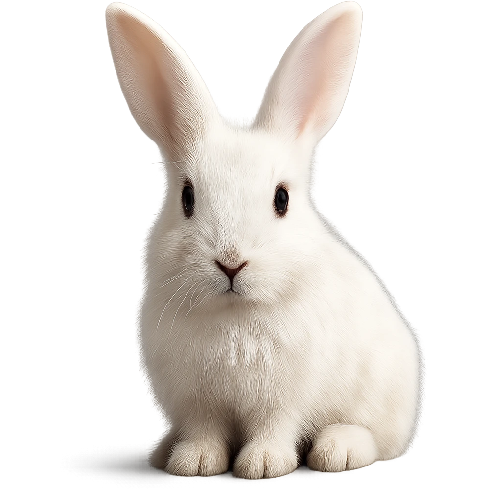 Make the rabbit more realistic with no background, photorealistic style. emoji