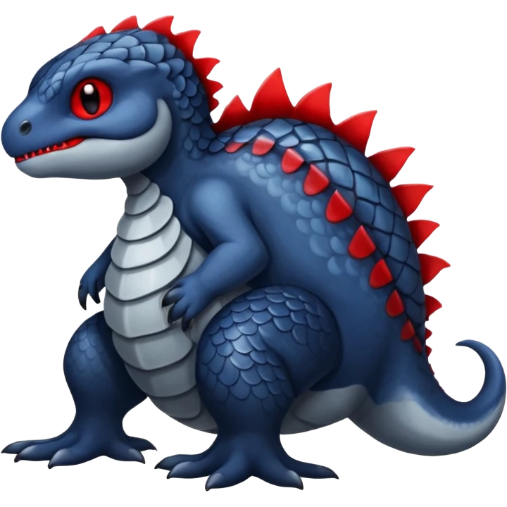 midnight blue-gray-black, with red markings, white belly, scaley Bastet-Noibat-Gatomon-Garchomp-Digimon-Fakémon-Pokémon-creature (full body) emoji