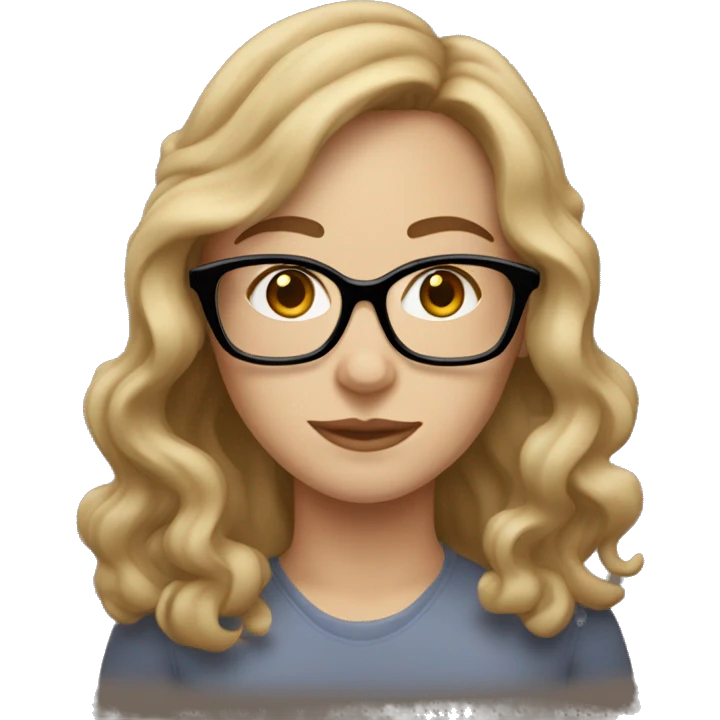 white woman with glasses and light brown wavy hair emoji