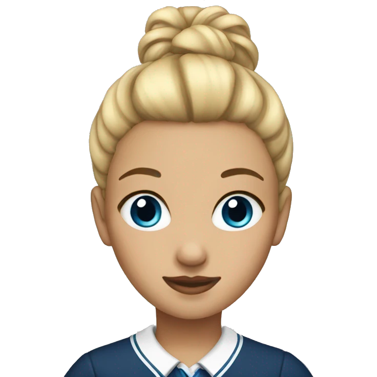 school girl blonde bun 'blue eye' emoji