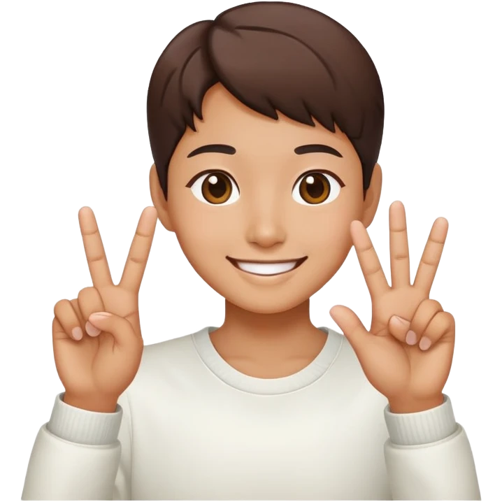 smiling with korean heart fingers emoji