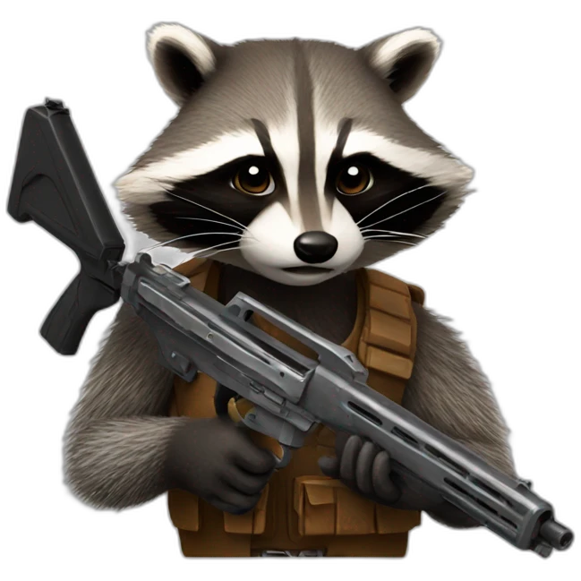 gun wielding raccoon emoji