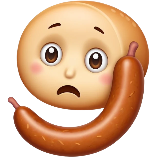 sausage with a sad face emoji