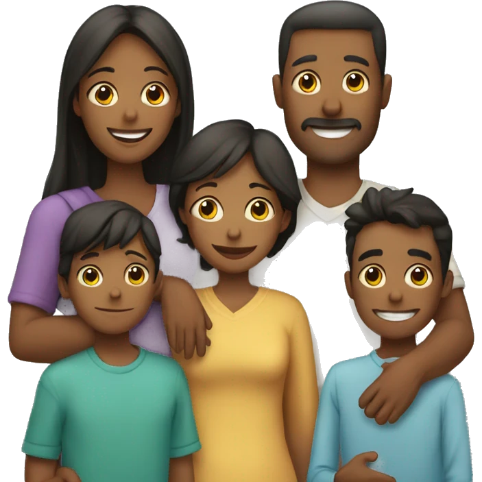 mother and father hugging with their kids emoji