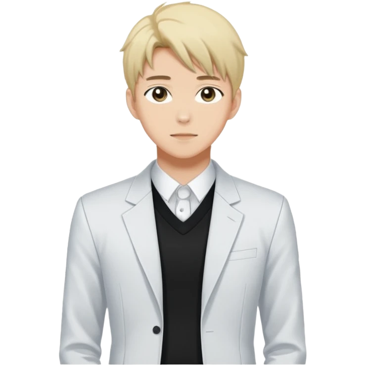 Japanese anime illustration, full body male character .
Clean thin lineart, professional manhwa style, modern BL illustration. emoji