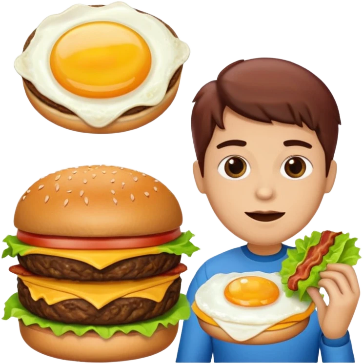 can you make me a breakfast item mixed into a lunch item? so like half burger half breakfast sandwhich. can you make the half be vertical so left side is breakfast sandwhich and right side is a burger emoji