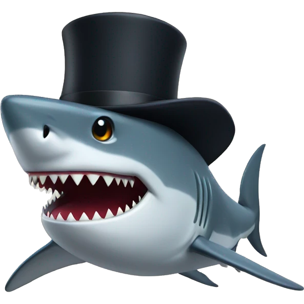 Shark with a top hat emoji