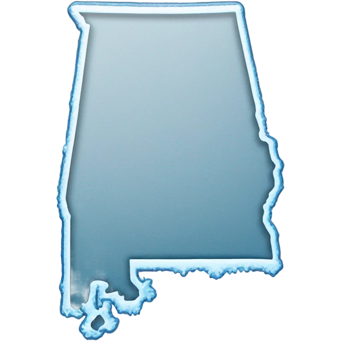The state of alabama on a map but in a winter freeze emoji