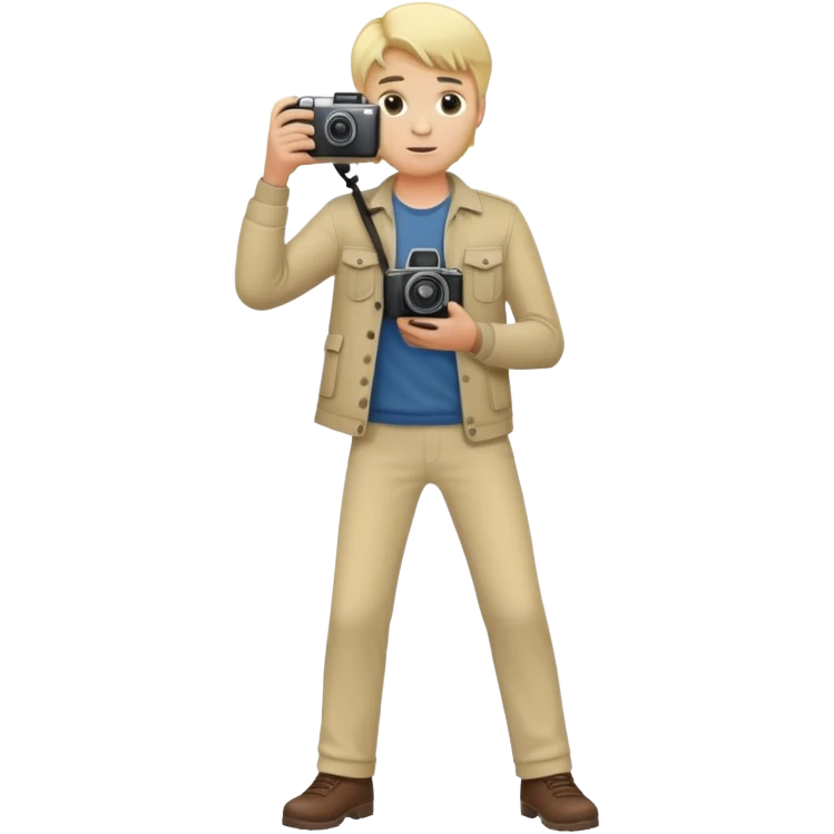 blond full body man with camera standing emoji