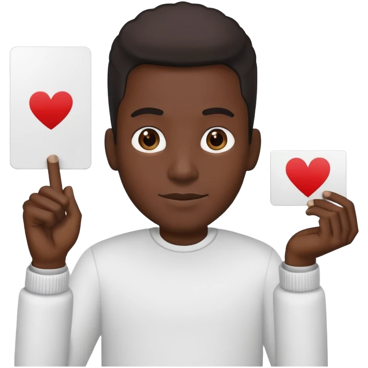 black man holding a card up in one hand emoji