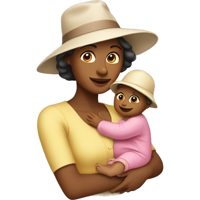 lady with a baby and a hat on emoji