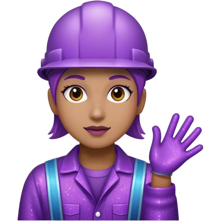 industrial worker wearing glitter purple glittery clothes emoji