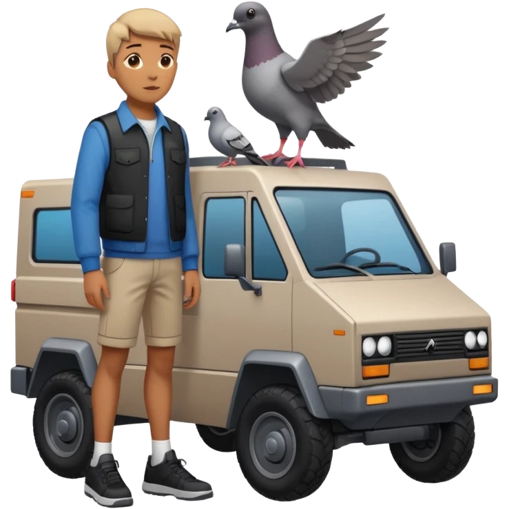 Pigeon + Cybertruck + Shoes = Piccone Macchina emoji