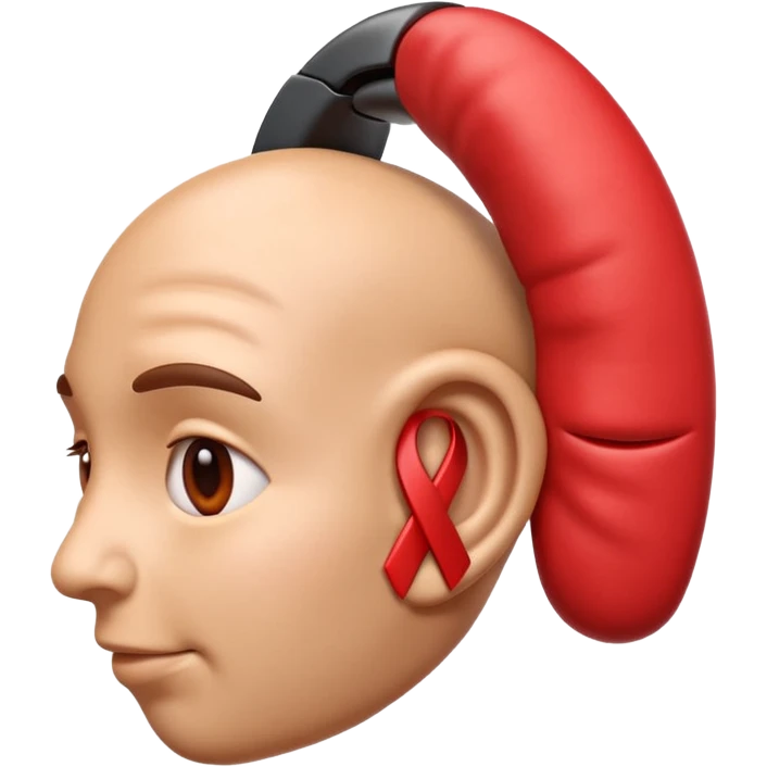 3D iPhone style emoji of a human ear with a red X mark on top, symbolizing no listening or muted, realistic ear texture, isolated on white background, soft shadows, high detail, playful and cute. emoji