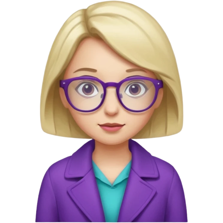A girl wearing purple coat with shorts and glasses emoji
