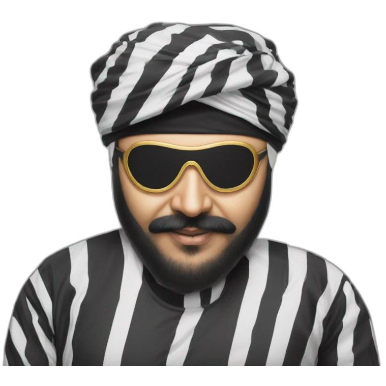 Daler mehndi blindfold in prison stripes emoji