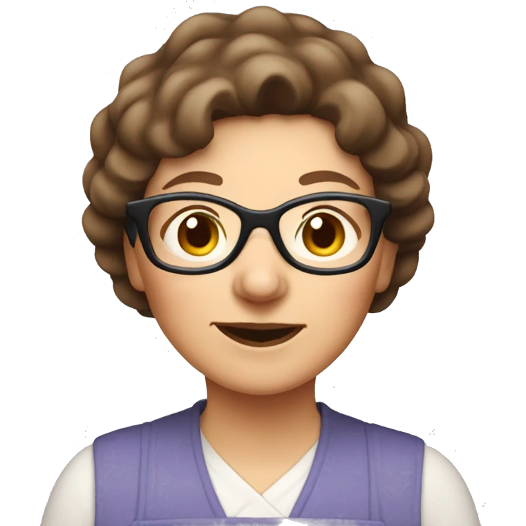 Grandma with brown hair and glasses baking cookies emoji