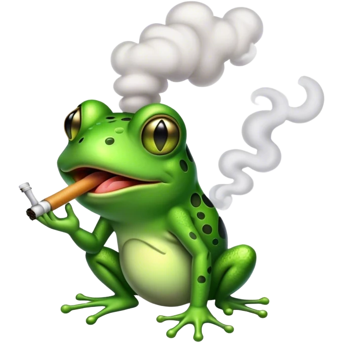 Frog coughing up smoke emoji