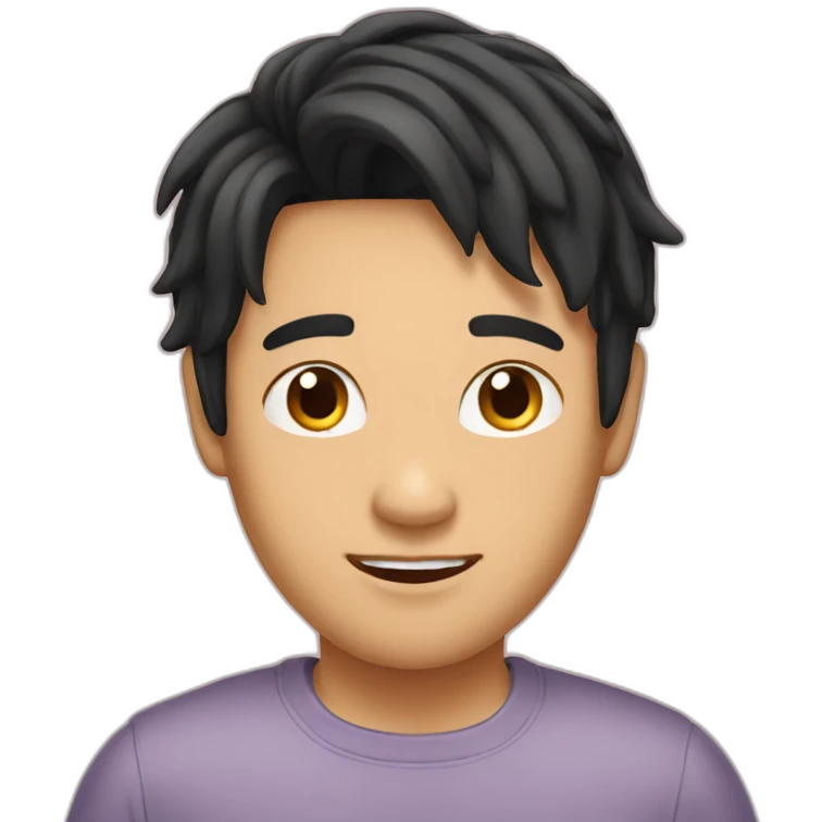 asian male with curtains haircut black hair emoji