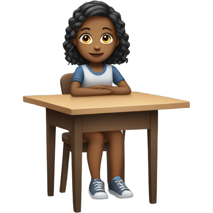 girl sitting at table emoji