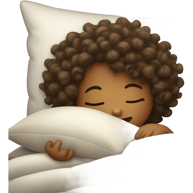 Curly hair girl sleeping on pillow  emoji
