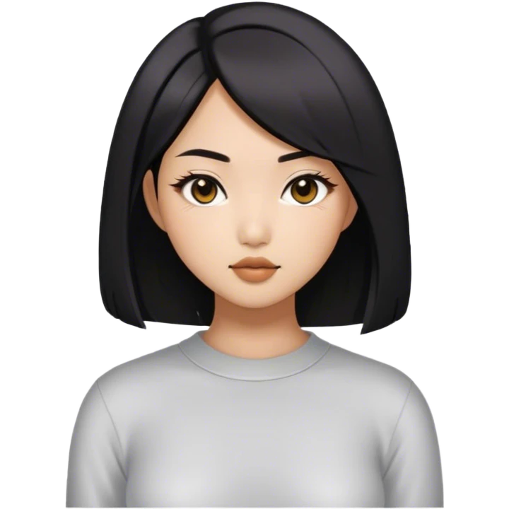 An Asian girl with a baddie style, middle-parted bob hair, and a sexy vibe. emoji