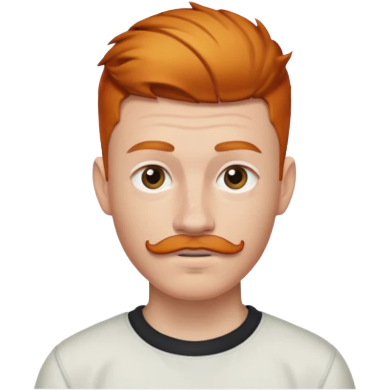 Ginger 16 year old, low taper fade, small goatee and mustache, eyebrow slit emoji