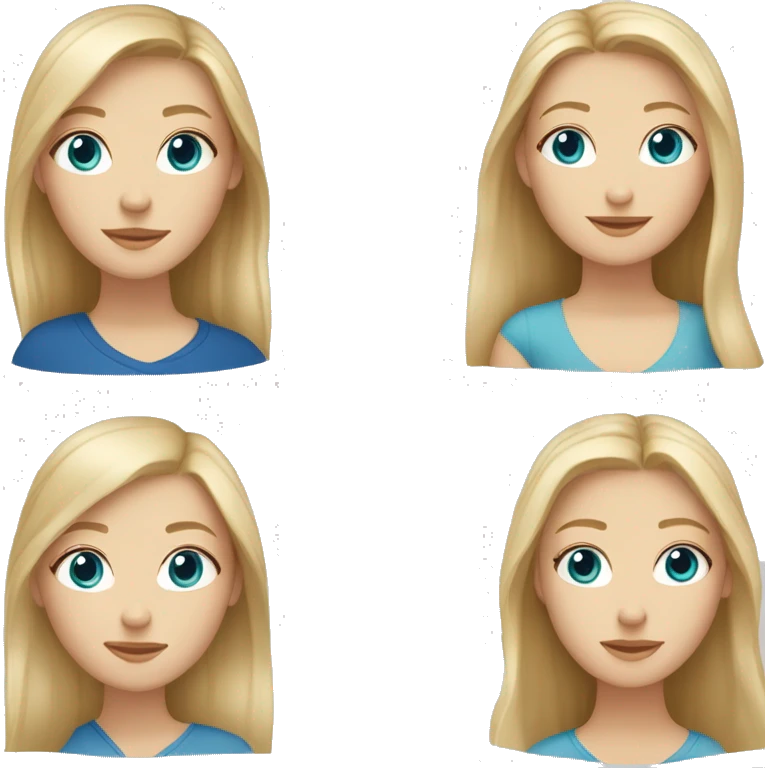 a white girl with blonde hair and blue eyes with a white girl who has brown hair and light brown eyes.  emoji