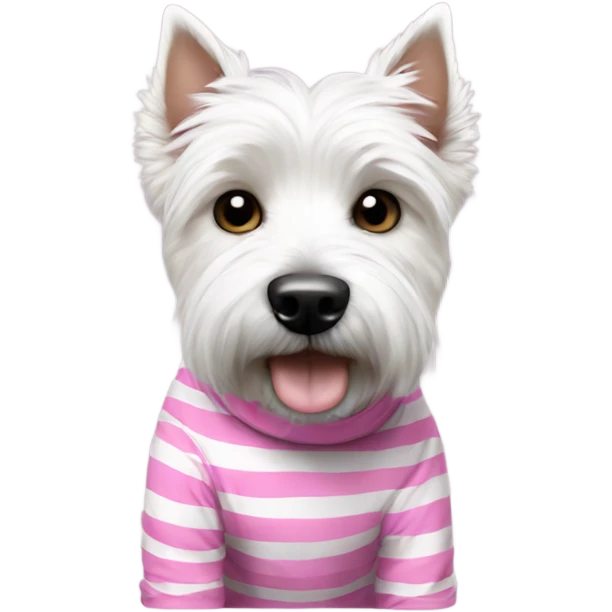 westie dog wearing pink striped t shirt emoji